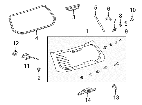 2007 Toyota Matrix Lift Gate Lift Cylinder Bracket Diagram for 68955-12060