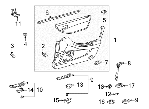 1998 Honda Accord Interior Trim - Front Door Cap, Inside Handle Case *NH284L* (LIGHT QUARTZ GRAY) Diagram for 72122-SR2-003ZH