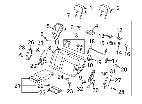 2005 Mitsubishi Outlander Rear Seat Components Bolt Diagram for MF240051