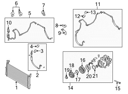 2009 Kia Amanti A/C Condenser, Compressor & Lines Suction Hose Diagram for 977633F601