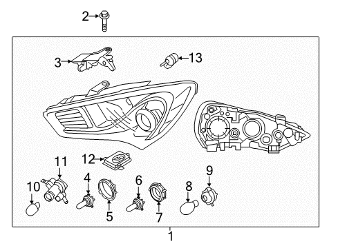2014 Hyundai Genesis Coupe Bulbs Bracket Assembly-Head Lamp Mounting, LH Diagram for 92197-2M510