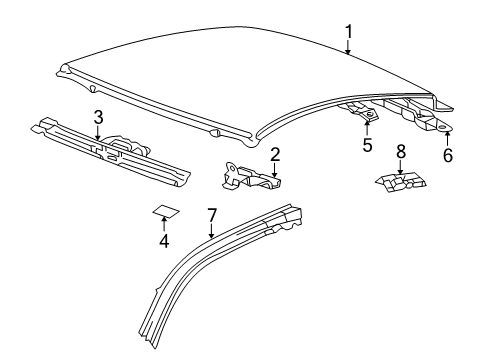 2001 Toyota Celica Roof & Components Windshield Header Diagram for 63102-20320