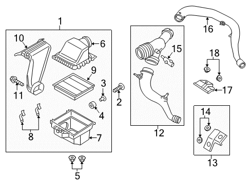 2019 Lincoln Navigator Filters Intake Tube Bracket Diagram for HL3Z-9647-A