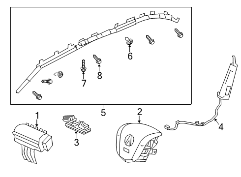 2014 Acura MDX Air Bag Components Clip, Side Curtain Airbag (8.5MM) Diagram for 78819-STK-A81