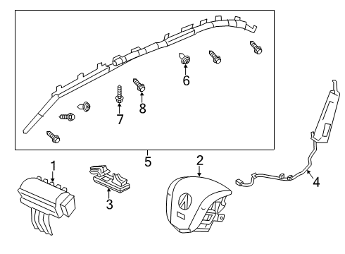 2014 Acura MDX Air Bag Components Sensor, Front Crash Diagram for 77930-TZ5-B11