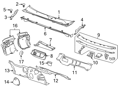 2015 Buick Regal Cowl Insulator Asm-Dash Panel Inner Diagram for 13313356