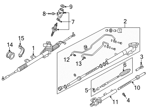 2006 Infiniti G35 P/S Pump & Hoses, Steering Gear & Linkage Power Steering Gear Assembly Diagram for 49200-AM600