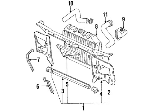 1991 Infiniti M30 Radiator & Components, Radiator Support Radiator Assembly Diagram for 21460-F6600