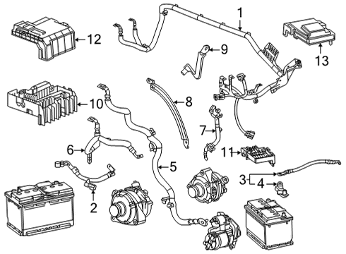 2020 GMC Sierra 3500 HD Battery - Chassis Electrical Positive Cable Diagram for 84906880