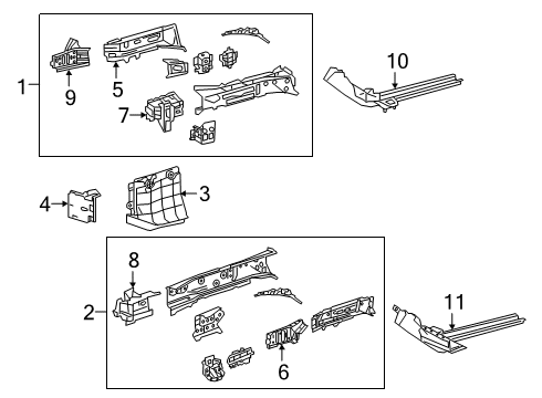 2022 Lexus ES300h Structural Components & Rails Plate, Radiator Side Diagram for 16695-0P020