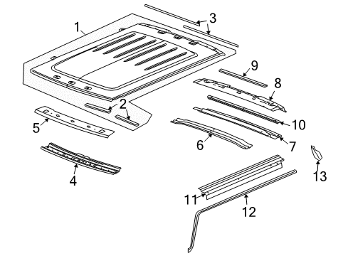 2007 Hummer H2 Roof & Components Weatherstrip Diagram for 25868658