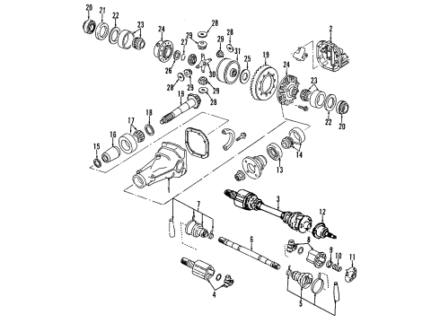 1992 Nissan 240SX Rear Axle, Axle Shafts & Joints, Differential, Propeller Shaft Final Drive Assembly, W/SENSOR Diagram for 38301-53M02