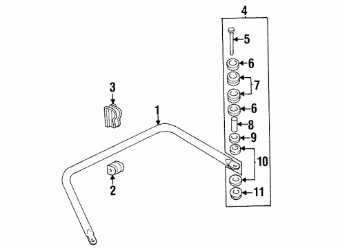 1999 Buick Riviera Stabilizer Bar & Components - Rear Stabilizer Link Washer Diagram for 10029761