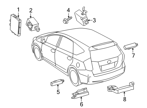 2014 Toyota Prius V Keyless Entry Components Control Module Diagram for 89990-47121