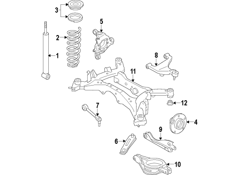 2012 Nissan Quest Rear Suspension Components, Lower Control Arm, Upper Control Arm Spring - Rear Suspension Diagram for 55020-3GP0A