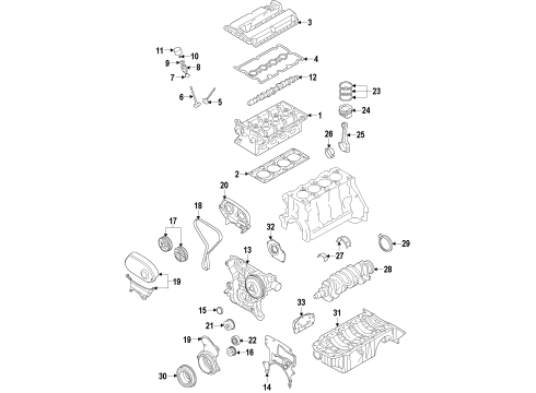 2009 Pontiac G3 Engine Parts, Mounts, Cylinder Head & Valves, Camshaft & Timing, Variable Valve Timing, Oil Cooler, Oil Pan, Oil Pump, Crankshaft & Bearings, Pistons, Rings & Bearings Camshaft, Exhaust Diagram for 55561748