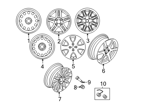 2003 Ford Focus Wheels Wheel, Alloy Diagram for 2M5Z-1007-CA