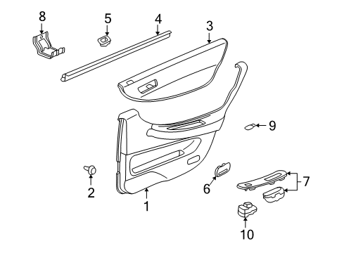 1999 Honda Accord Door & Components Weatherstrip, R. RR. Door (Inner) Diagram for 72835-S84-A01