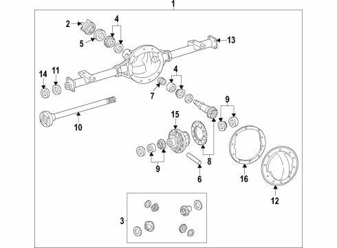 2021 GMC Savana 3500 Rear Axle, Differential, Propeller Shaft Yoke Diagram for 23114032