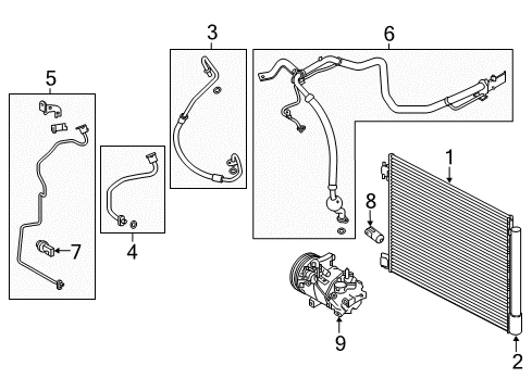 2020 Nissan Rogue Sport A/C Condenser, Compressor & Lines Pipe Assy-Cooler, Compressor To Condenser Diagram for 92447-6MA0A