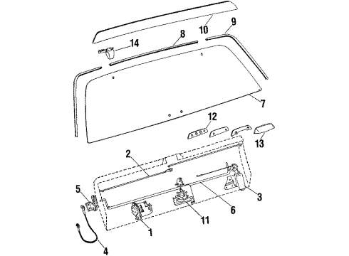 1988 Oldsmobile Cutlass Cruiser Tail Gate Glass & Hardware Hinge Asm, Lift Gate Diagram for 20139234