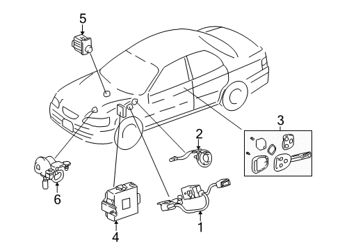 2001 Lexus ES300 Alarm System Buzzer, Wireless Door Lock Diagram for 89747-33020