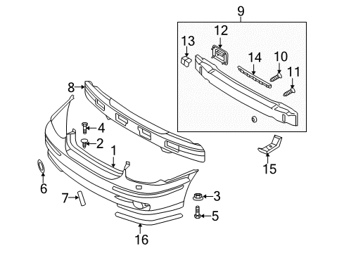 2003 Hyundai Sonata Front Bumper Screw Diagram for 86594-34000