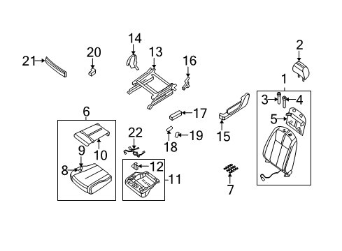 2008 Nissan Altima Front Seat Components Bracket-Connector Diagram for 87302-JA00A