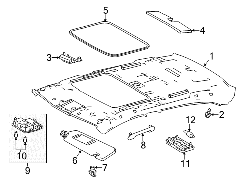 2016 Toyota Corolla Interior Trim - Roof Headliner Spacer Diagram for 66423-02170