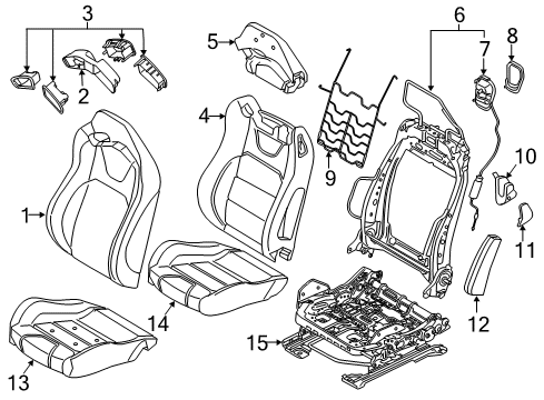 2017 Ford Mustang Front Seat Components Seat Cushion Pad Diagram for FR3Z-63632A23-E