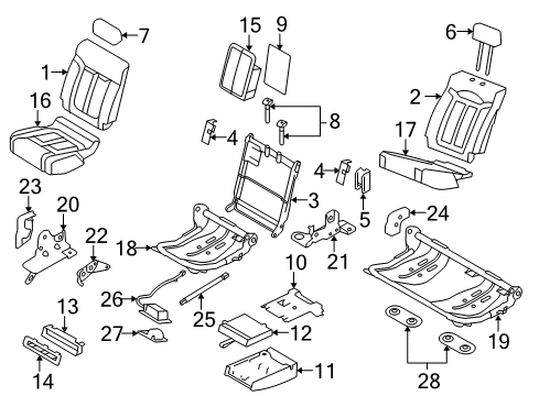 2013 Ford F-150 Rear Seat Components Cup Holder Diagram for BL3Z-1613562-AA