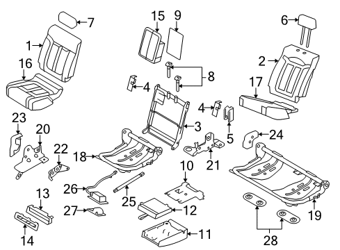 2011 Ford F-150 Rear Seat Components Seat Back Cover Diagram for 9L3Z-1666600-GA