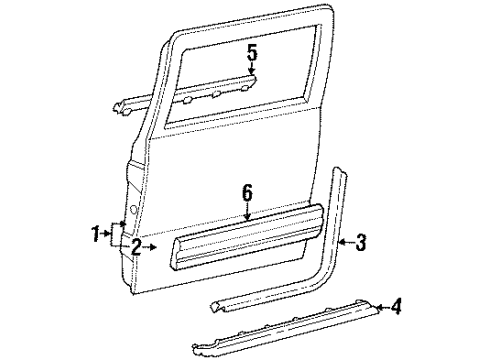 1992 GMC C2500 Rear Door & Components, Exterior Trim Molding Asm-Rear Side Door Diagram for 15646067