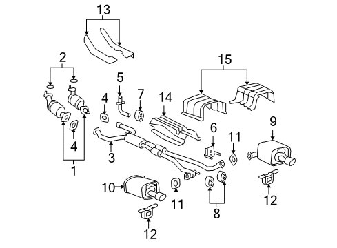 2009 Pontiac G8 Exhaust Components 3Way Catalytic Convertor (W/Exhaust Manifold Pipe) Diagram for 92201314