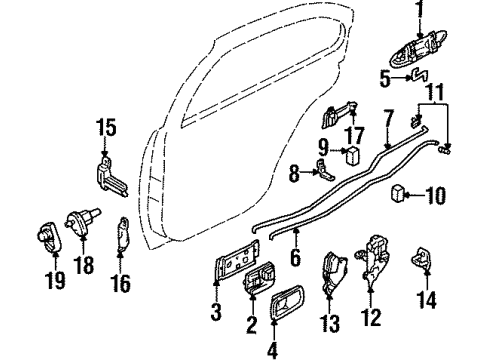 1996 Infiniti I30 Rear Door Rod-Lock Knob, LH Diagram for 82513-40U00