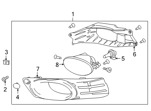 2013 Honda Fit Fog Lamps Cap, R. Garnish Diagram for 33905-TF7-J01