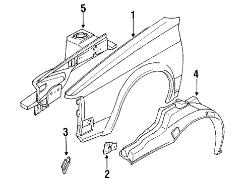 1985 Nissan Pulsar NX Fender & Components Protector Front LH Diagram for 63843-01M00