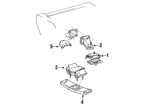 1999 Lexus SC300 Engine & Trans Mounting Bracket, Engine Mounting, Front NO.1 RH Diagram for 12311-46130