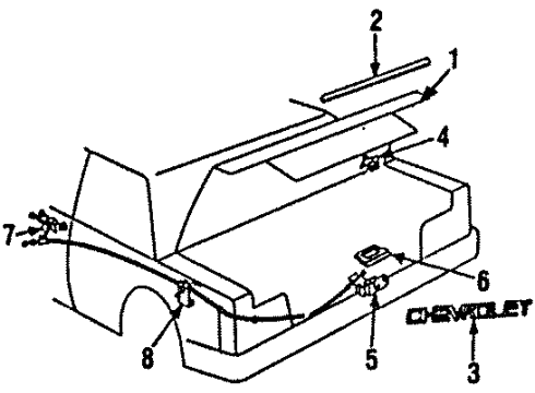 1985 Chevrolet Spectrum Trunk Lid Sealing Strip, Rear Compartment Lid Front Diagram for 94106415