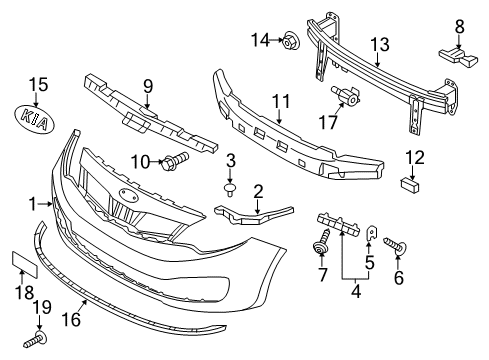2013 Kia Rio Front Bumper Bracket-Front Bumper Side Diagram for 865821W000