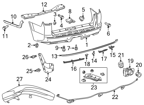 2021 Toyota 4Runner Bumper & Components - Rear Bumper Cover Diagram for 52159-35919