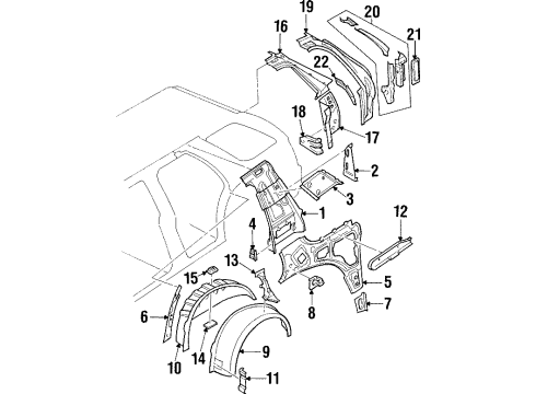 1993 Isuzu Rodeo Inner Structure - Quarter Panel Panel, R. FR. Side (Inner) Diagram for 8-94328-309-1