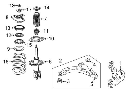 Diagram for 2006 Pontiac Grand Prix Front Suspension Components, Lower Control Arm, Stabilizer Bar 