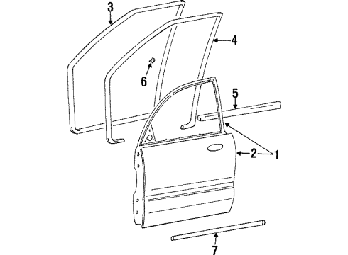 1998 Hyundai Sonata Front Door & Components, Exterior Trim Weatherstrip-Front Door Body Side LH Diagram for 82110-34000-FG