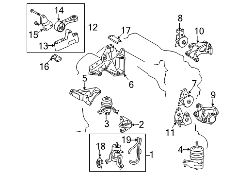 2009 Lexus RX350 Engine & Trans Mounting Bracket, Engine Mounting, Front(For Transverse Engine) Diagram for 12311-20070