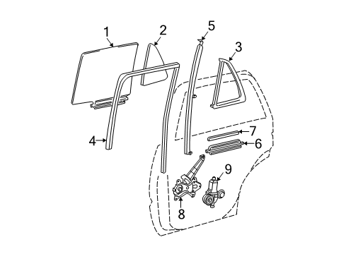 2004 Toyota 4Runner Front Door Glass Holder Diagram for 69906-35010