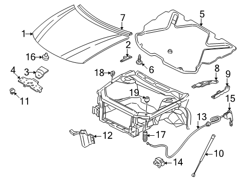 1997 Buick Century Hood & Components Latch Diagram for 10423017