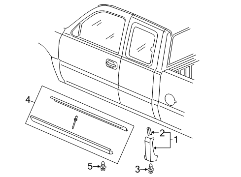 2003 Chevrolet Silverado 1500 Exterior Trim - Cab Molding Kit, Body Side Lower Rear (RH) Diagram for 88979999