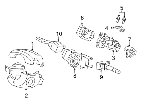 2016 Honda Fit Ignition Lock Switch Assembly, Engine Start & Stop Diagram for 35881-T5A-J02