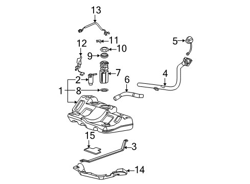 2005 Pontiac Grand Prix Fuel System Components Filler Pipe Diagram for 25839775